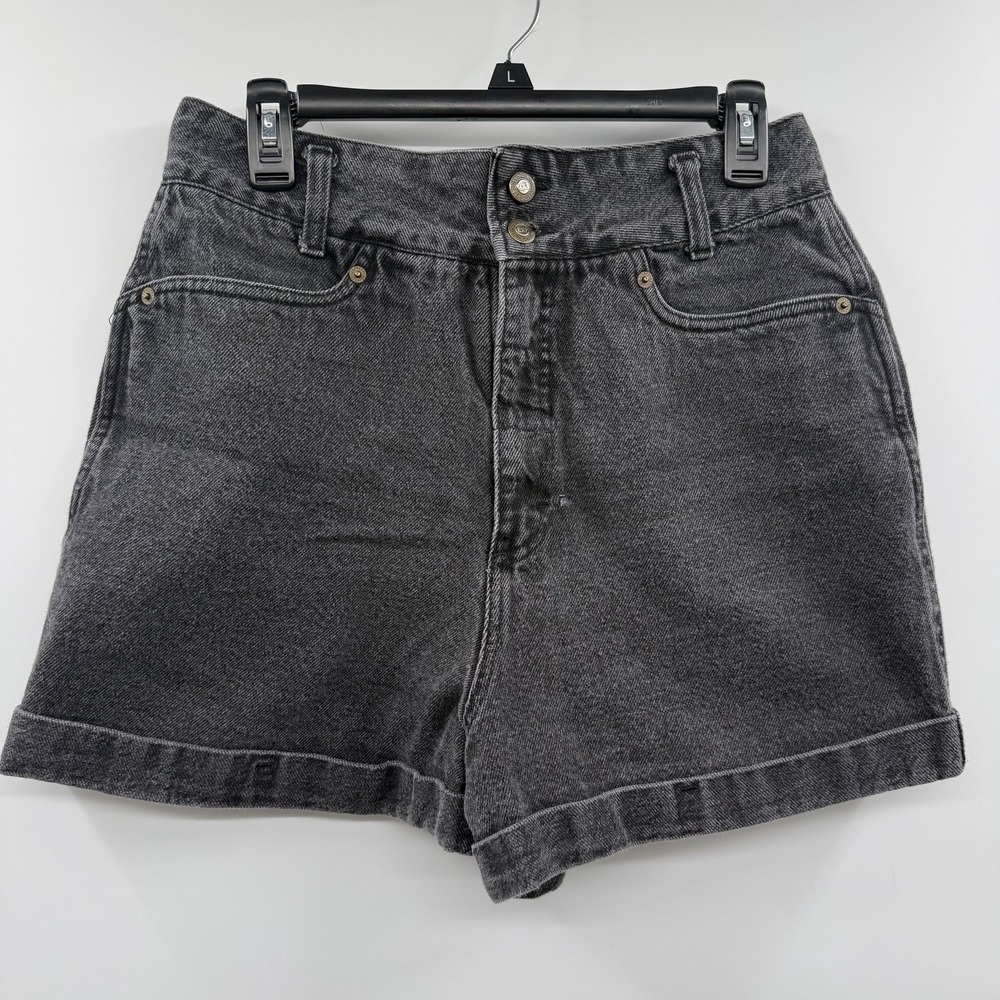 Vintage 90's Express EXP High Waisted black Denim Shorts USA Mom Jeans Sz 13/14